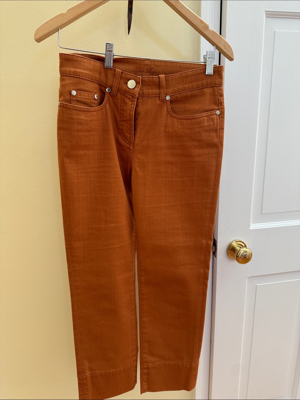 Loro Piana Women's Rust-Orange Straight-Leg Jeans